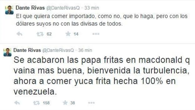 Los tuits de Dante Rivas fueron todo un evento de estos días en Venezuela. Los tuits de Dante Rivas fueron todo un evento de estos días en Venezuela.