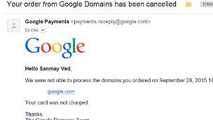 Prueba de cómo Google canceló la transacción. Prueba de cómo Google canceló la transacción.