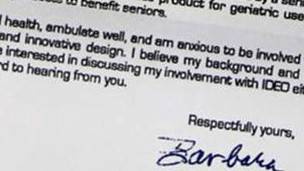 La carta que Barbara escribió a máquina a David Kelley, el fundador de la firma de diseño IDEO. La carta que Barbara escribió a máquina a David Kelley, el fundador de la firma de diseño IDEO.