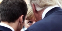 Macron, Merkel y Trump, en una reunión del G20 en Hamburgo (Alemania), el pasado 7 de julio.