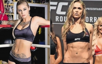 Kleio Valentein (izq.) interpreta a Rousey (der.) en la versión XXX