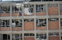Daños por misiles en el edificio del Hospital Soroka