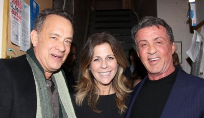 Tom Hanks, su mujer, Rita Wilson y Sylvester Stallone en la presentación del musical &#039;Rocky&#039;. / Bruce Glikas