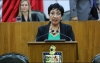 La legisladora María Guadalupe Rodríguez Martínez presentó el dictamen de reforma a la Ley Estatal de Salud.