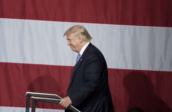 El candidato republicano Donald Trump en un acto de campaña en Indiana