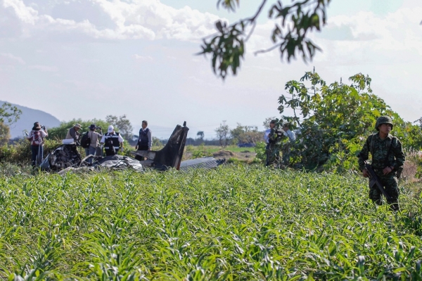 Desplome de una avioneta del Ejército, en Puebla, en enero de 2014.