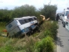 El transporte terminó su marcha a un costado de la carretera