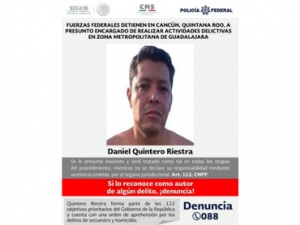 Quintero Riestra fue detenido en Cancún, donde vacacionaba, indica Renato Sales