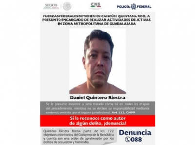 Quintero Riestra fue detenido en Cancún, donde vacacionaba, indica Renato Sales