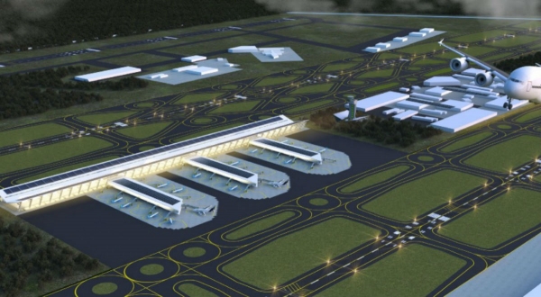 Maqueta de lo que sería el Aeropuerto Internacional de Santa Lucía.