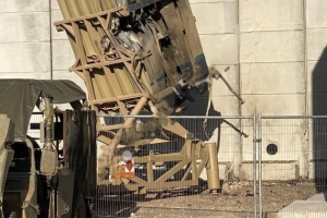 Lanzador de defensa aérea Iron Dome destruido por un dron de Hezbollah