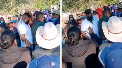 Captura del video en el que los lugareños de Sola de Vega (Oaxaca, México) amenazan al alcalde