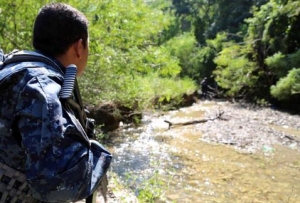 La Policía Federal realiza trabajos de búsqueda de los estudiantes en Guerrero.