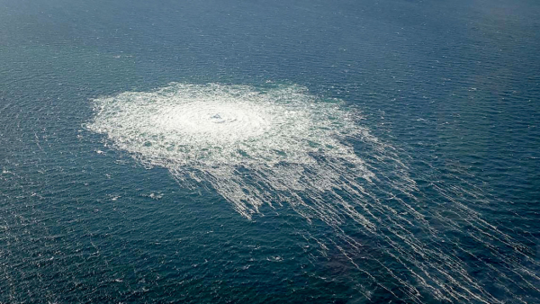 Fuga de gas del Nord Stream 2 al sur de Dueodde (isla de Bornholm, Dinamarca).