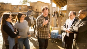 El reconocido director de cine Quentin Tarantino en el set de filmación de &quot;Django Unchained&quot;