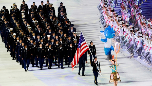Miembros del equipo de EE.UU. durante la ceremonia de inauguración de los VII Juegos Mundiales Militares en Wuhan, (provincia de Hubei, China), 18 de octubre de 2019.