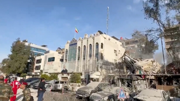 El edificio de la Embajada iraní en Damasco.