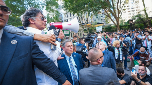 El presidente de Colombia, Gustavo Petro, protesta contra Israel. Nueva York, 26 de septiembre del 2025.