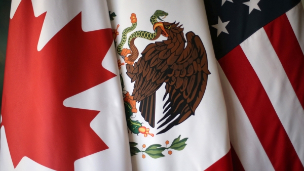 Banderas de Canadá, México y EE.UU.