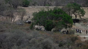 Lugar del ataque con minas a elementos de la Fiscalía de Jalisco y policías de Tlajomulco.