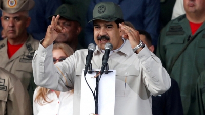 Maduro en acto de celebración de 17 años del regreso al poder de Chávez, Caracas, abril de 2019.