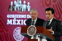 El director general del Instituto Mexicano del Seguro Social, Zoé Robledo, durante la conferencia matutina del presidente Andrés Manuel López Obrador en Palacio Nacional, el 15 de enero de 2020.