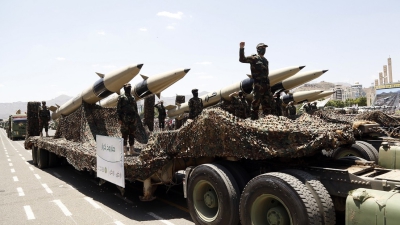 Desfile militar del movimiento rebelde de los Hutíes de Yemen en Saná, el 21 de septiembre de 2023.