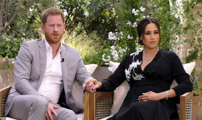 Meghan Markle y Enrique, en una imagen promocional de la entrevista con Oprah, que se emitirá el próximo 7 de marzo.