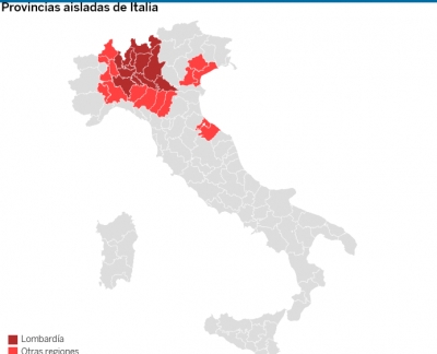 Italia decreta el aislamiento de 16 millones de personas en el norte del país por el coronavirus
