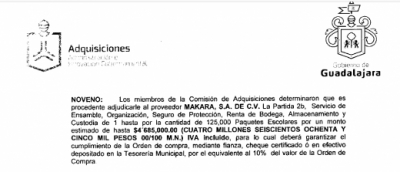 (Otra de Enrique Alfaro) Por “armar paquetes escolares”, Makara S.A. recibe del Ayto. de Guadalajara $6, 444,071.05 de pesos.