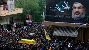 Hasan Nasrallah dio un discurso en pantalla gigante transmitido en el Líbano