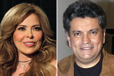 La cantante Gloria Trevi y el productor musical Sergio Andrade.