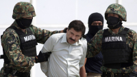 Joaquín &#039;el Chapo&#039; Guzmán es escoltado en un hangar en la Ciudad de México, el 22 de febrero de 2014.