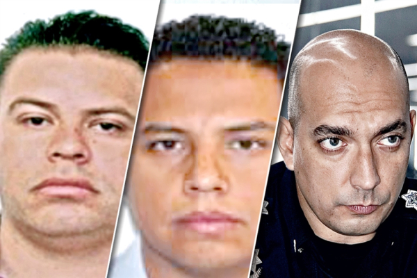 Cesar Iván Briseño (izq. a der.), ex policía investigador y de GDL; Armando Gómez Núñez, alias &quot;Máximo&quot; o &quot;Delta 1&quot; del CJNG; y Juan Pablo Hernández, Comisario de GDL.