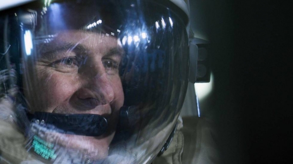 El astronauta ruso Segei Ryazansky durante una sesión de entrenamiento en Ciudad de las Estrellas a las afuera de Moscú.