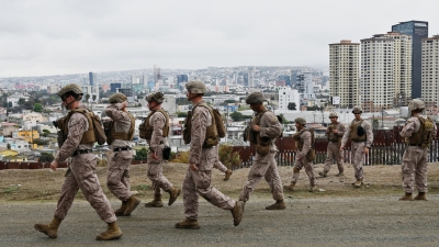 Cuerpo de Marines de EE.UU. patrullando la zona fronteriza entre EE.UU. y México. San Diego, California, 7 de febrero de 2025.