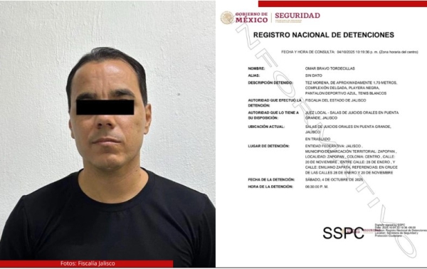 Según una ficha del Registro Nacional de Detenciones, el mexicano de 44 años, fue capturado en la calle 20 de Noviembre entre la calle 28 de Enero y Emiliano Zapata, por agentes de la policía de investigación y puesto a disposición del Ministerio Público.
