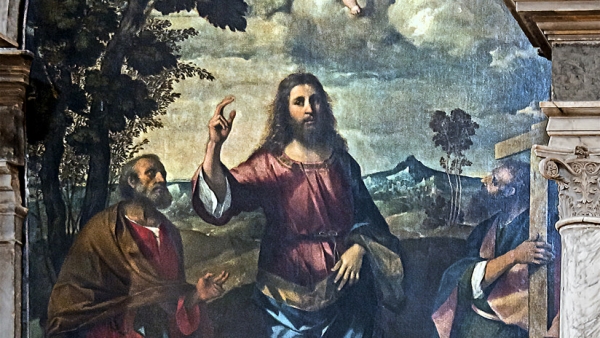 &#039;Cristo bendiciendo entre San Pedro y San Andrés&#039; de Rocco Marconi (c. 1490-1529).