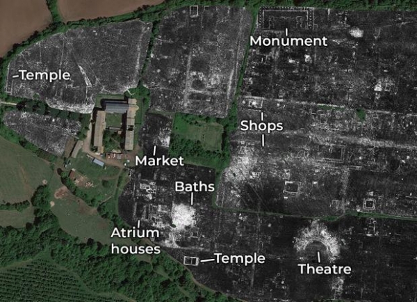 Mapa de la ciudad de Falerii Novi, en Italia. Se han descubierto vestigios de sofisticadas casas de baño y monumentos